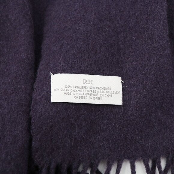RH Restoration Hardware 100% Cashmere Fringe Trim Purple Thrown Blanket 50 x 69 - Picture 4 of 5